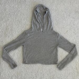 Y2K Suzette Collection Women’s Gray Cropped Hoodie with Thumb Holes (size M/L)